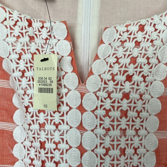 NWT! Talbots Linen/Cotton Shift Dress Size 10, Coral Coastal Beachy Classic - Picture 6 of 8